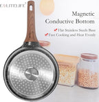 ESLITE LIFE Nonstick Sauce Pan with Lid, 2.5 QT Small Soup Pot Compatible with All Stovetops (Gas, Electric & Induction), PFOA Free, Black