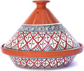Kamsah Tagine Pot for Cooking and Flavor Enrichment - Large Clay Pot 12”, 5.5 QT - Non-Stick Handmade Cookware - Moroccan Ceramic Pots for Cooking with Lid & Serving Bowl - Bohemian Supreme Red