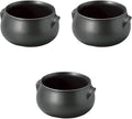 Set of 3, Black Stew (5.0 x 4.8 x 4.8 x 2.8 inches (12.8 x 12.3 x 7.2 cm) | Au Gratin Dish, Ceramic, Direct Fire, Setomonohonpo