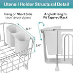 GSlife Mini in Sink Dish Drying Rack - Stainless Steel Small Dish Drainer for RV Kitchen Apartment Sink, 9.5" W x 13.4" L, White Utensil Holder