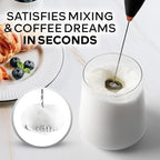Zulay Kitchen Powerful Milk Frother Wand With 4 AA Duracell Batteries - Ultra Fast Handheld Drink Mixer - Electric Whisk Foam Maker for Coffee, Lattes, Cappuccino, Matcha & Creamer - Black Copper