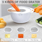 4-1 Strainer with Bowl Set - Rotatable Colander for Kitchen(Patented) - Strainers and Colanders - Pasta Strainer with New Upgraded Graters for Fruit Veggie Fun Kitchen Presents - White