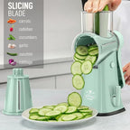 Zulay Kitchen Rotary Cheese Grater 5 Blade Cheese Shredder - Manual Hand Crank Cheese Grater With Reinforced Suction & 5 Interchangeable Drums - Easy to Use, Vegetable Chopper Round Mandoline Slicer