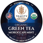 Organic Moroccan Mint Tea and Green Tea Pods for Keurig - Caffeinated Unsweet Tea for K Cup Brewing by Teavity (24 Tea Pods)