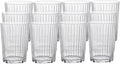 Bormioli Rocco Exclusiva Gin Fizz Glasses, Set of 12-17 Oz. Ribbed Drink Tumblers Made of Star Crystal Glass with XLT Treatment - Durable Cocktail Glasses for Daily Use, Dishwasher Safe