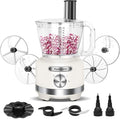 Homtone 16-Cup Food Processor, Heavy-Duty 9-Function Vegtable Chopper with 7 Blades & 3 Speeds for Dough Kneading, Meat Chopping, Slicing, Shredding & French Fry Cutting, Dishwasher Safe, White