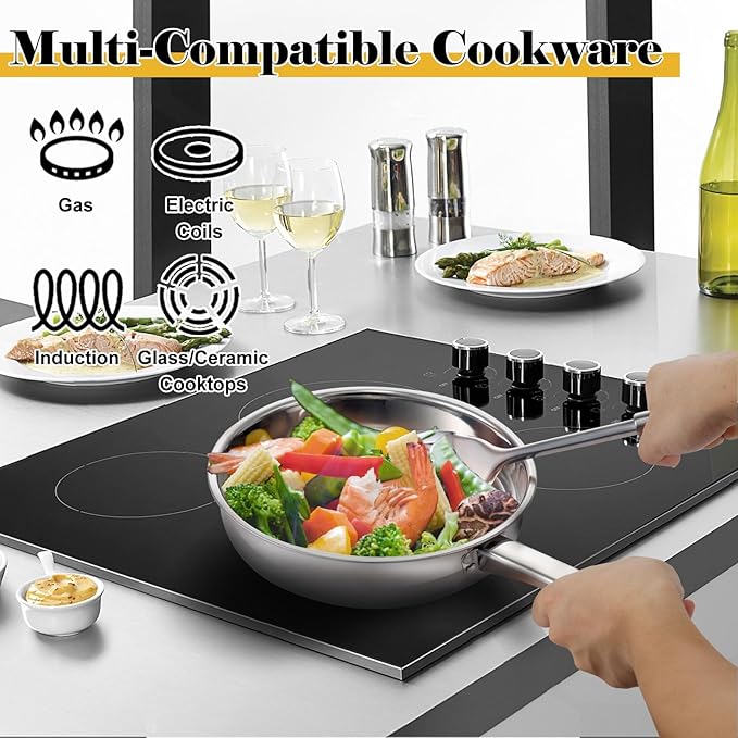Hunnycook Stainless Steel Cookware Set - 15 Pieces Stainless Steel Pots and Pans Set, Includes 6 Pots and Pans, 6 Lids and 3 Utensils, Fixed Handles, Induction Safe and Dishwasher Safe