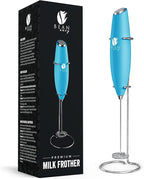 Bean Envy Milk Frother, Coffee Stirrers, Frother Wand, Milk Frother Handheld, Frother with stand, Hand Blender for Coffee, Lattes, Cappuccino, Matcha and Hot Chocolate – Kitchen Gifts - Light Blue