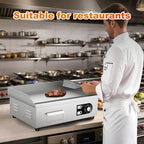 18’’ Commercial Electric Griddle - Electric Cast Iron Griddle w/Stainless Steel Material and Non-Stick, 110V Commercial Griddle w/ 1/2" Thick Iron Cooking Plate for Indoor and Restaurant