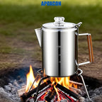 APOXCON Coffee Percolator Camping Coffee Pot Stainless Steel with Glass Knob Using on any Stovetop - NO Aluminum NO Plastic (9 Cup)