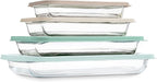 COOK WITH COLOR 8-Piece Deep Glass Baking Dish Set with Plastic Lids – Casserole and Food Storage Containers for Lasagna, Leftovers – Freezer-to-Oven, Microwave & Dishwasher Safe, Mint