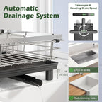 In Sink Dish Drying Rack, Expandable Over The Sink Dish Rack for Small Kitchen, Space Saving Stainless Steel Dish Drainer with Utensil Holder, 14.1"-21.2" L x 11"W, Small Plate Dryer Strainer, Silver