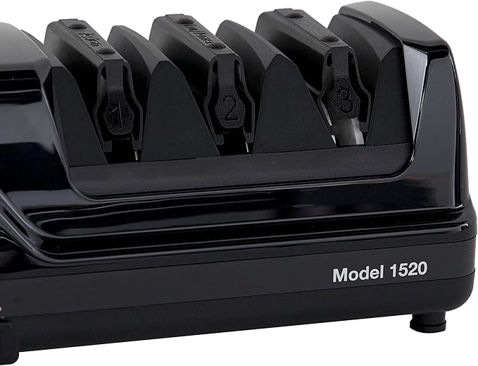 Chef’s Choice Professional Electric Knife Sharpeners AngleSelect for 15- and 20-Degree Straight-Edge and Serrated Knives with Diamond Abrasives & Precision Angle Control, 2-Stage, Black