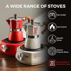 Bincoo Espresso Maker Stovetop, Moka Pot 3 Cups, Espresso Pot Classic Italian Coffee Maker,Single Safety Valve (Red, 3 Cup)