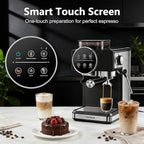 Espresso Machine with Grinder, 20 Bar Professional Expresso Coffee Machines with Milk Frother Steam Wand, Espresso Maker with 60oz Removable Water Tank, Cappuccino & Latte Machine for Home (Black-Pro)