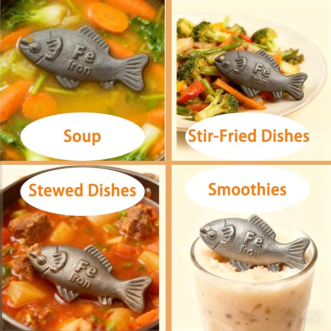 Iron Fish Cooking Tool,Add Natural Sources of Iron to Food and Water, Natural Irons Supplement to Irons Source for Adults Vegetarians, Cooking Great Gift (2)