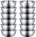Pinkunn 12 Pcs Stainless Steel Mixing Bowls, Nesting Metal Salad Prep Bowls Bulk Reusable Baking Food Container Large Medium Small for Kitchen Hotel Restaurant Cooking, Silver (9.45 x 3.15 Inch)