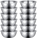 Pinkunn 12 Pcs Stainless Steel Mixing Bowls, Nesting Metal Salad Prep Bowls Bulk Reusable Baking Food Container Large Medium Small for Kitchen Hotel Restaurant Cooking, Silver (11 x 3.54 Inch)