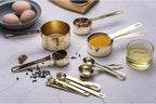 Gold Measuring Cups & Spoons Set of 16, Heavy Duty Stainless Steel Measuring Cups Measuring Spoons for Measuring Dry Liquid Ingredients for Baking Cooking, Gold Kitchen Accessories Gift
