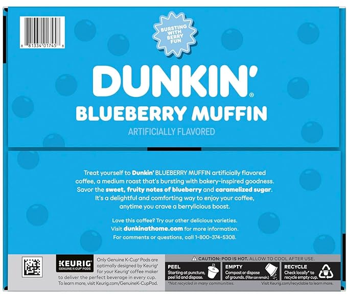 Dunkin’ Blueberry Muffin Coffee K-Cup Pods 54 Count – Medium Roast, Limited Edition