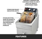 Waring Commercial 15lb Heavy-Duty Deep Fryer, for French Fries, Calamari and Dumplings, WDF1700