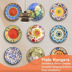 Plate Hangers for The Wall - Stainless Steel Invisible Heavy Duty Wire Plate Holder for 15-16 Inch Decorative Plates, Art Plates & Ceramic Plates with Wall Hooks