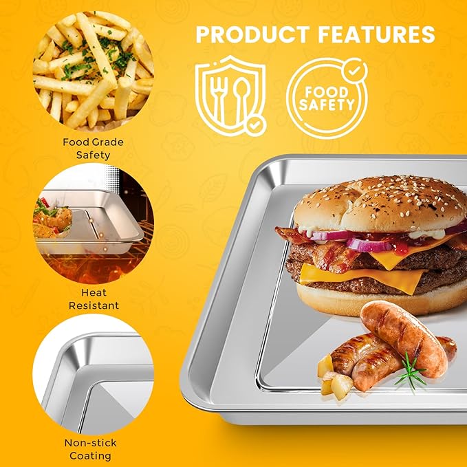 GCQ 11.77" × 11.77" Toaster Oven Baking Pan for Breville Smart Oven BOV800XL, Smart Oven Plus BOV810BSS, Smart Oven Pro BOV845BSS, Smart Oven Air BOV900BSS for Ninja SP100 SP101 SP201 Air Fry Oven