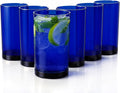 Zulay Kitchen Plastic Drinking Glasses (Set of 6) – 16oz Acrylic Shatterproof Water Cups for Home, Kitchen & Outdoors – Cobalt Blue Glass Look – BPA & Lead-Free – Top-Rack Dishwasher Safe