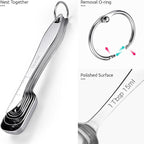U-Taste Narrow Square Measuring Spoons: 18/8 Stainless Steel Kitchen Measure Teaspoon Tablespoon with Leveler, Polygon Rectangular Metal Jar Scoop for Baking Cooking, Coffee, Spice, Powder (Set of 8)