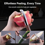 Premium Vegetable Peeler, Stainless Steel Potato Peeler with Ergonomic Wood Handle, Sharp Veggie Peeler for Potatoes, Carrots, Fruits & Cabbage, Professional Peeler for Kitchen (Y+I Set)