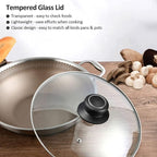 12 Inch Glass Lid for Frying Pan Lid, Pan Lid, Skillet, Pot Cover, Compatible with Lodge Cast Iron Skillet -12" Cover with Heat-Resistant Handle, Clear