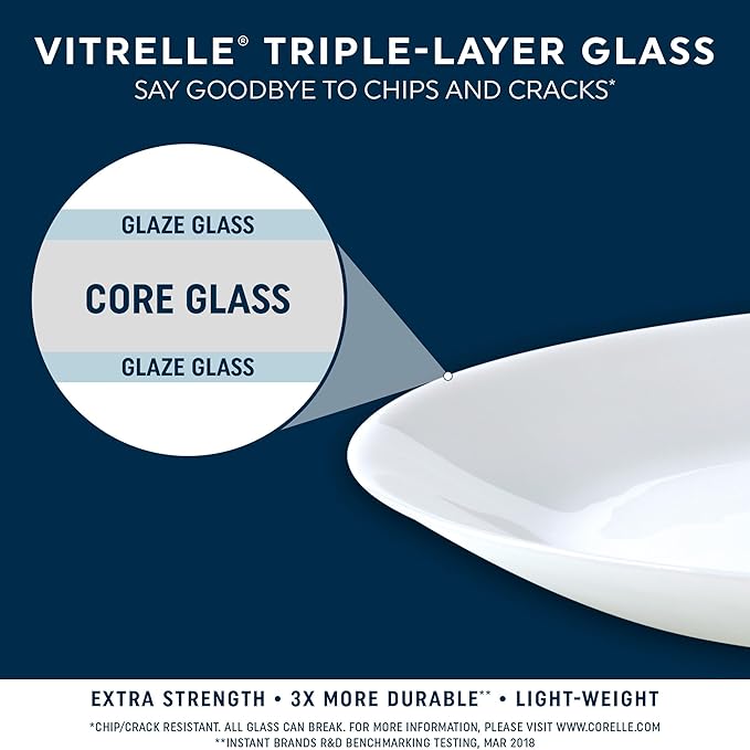 Corelle Vitrelle 18 Piece Glass Dinnerware Sets Service for 6, Triple Layer Chip & Crack Resistant Glass Plate and Bowl Sets, Spring Blossom Green