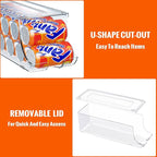 SCAVATA Soda Can Organizer for Refrigerator, Stackable Canned Food Pop Cans Container Can Holder Dispenser with Lid for Fridge Rack Freezer, Clear Storage Bins-Holds 12 Cans Each (One)