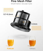 FORLIM High-Yield Cold Press Juicer, Easy to Clean, Powerful Juicer Machines with Large Feed Chute for Whole Vegetables and Fruits, Self Feeding (Black)