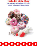 BETTY CROCKER Donut Maker, Mini Donut Maker with Nonstick Surface, Mini Donut Maker Machine with Cool Touch Handle & Makes 7 Delicious Fresh Donuts in Minutes, Red