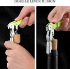 HYZ 2-Pack Wine Opener Waiter Corkscrew, Professional Wine Key for Servers, Bartender with Foil Cutter, Manual Wine Bottle Opener Double Hinged (Cyan)