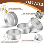 P&P CHEF Cake Pan Set of 4, Stainless Steel Baking Round Cake Pans Tins Bakeware for Birthday Wedding, Leak-proof & Easy Clean, Mirror Finish & Easy Releasing, 6 Inch