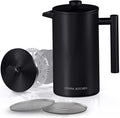 Utopia Kitchen 304 Grade Stainless Steel French Press Coffee Maker 34 Oz, Double Wall Insulated Coffee Press with 4-Level Filtration system, Include 2 Extra Filters, Rust-Free, Black
