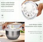 6L-Stainless Steel Salad Rotator, Vegetable Dishwasher,Lettuce Cleaner and Dryer, Kitchen Strainers.