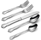 Oneida Silverware Set, Azalea 20 Piece Everyday Flatware Set, Service For 4, 18/0 Stainless Steel, Floral Design, Dishwasher Safe, Mirror Finish, Knives Spoons And Forks Sets (Silver, 20 Piece)