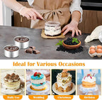 P&P CHEF 4 Inch Round Cake Pan Set of 3, Stainless Steel Round Baking Layer Pans Bakeware for Layer Birthday Cake, Fit Oven/Pots/Pressure Cooker, Leakproof & Dishwasher Safe, Silver