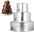 Aunt Shannon's Kitchen Tall Round Cake Pans - 4 Inch, 6 Inch, 8 Cake Pan Set for 3 Tiered Aluminum Pans Sets for Baking Wedding,Birthday Cakes,Leak Proof & Straight Side, Non-toxic & Dishwasher Safe