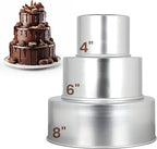 Aunt Shannon's Kitchen Tall Round Cake Pans - 4 Inch, 6 Inch, 8 Cake Pan Set for 3 Tiered Aluminum Pans Sets for Baking Wedding,Birthday Cakes,Leak Proof & Straight Side, Non-toxic & Dishwasher Safe