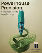 Elementi Matcha Whisk & Frother Set - Powerful Electric Matcha Mixer for Powder, Easy to Use Electric Whisk Kit - Craft Effortless Lattes with the Elementi Milk Frother Wand & Wisk (Emerald Green)
