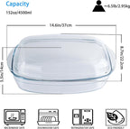 Large Casserole Dish With Lid - 4.7qt Glass Baking Dishes For Oven - Clear oval Glass Casserole Dish - Cookware For Cooking, Baking, Serving