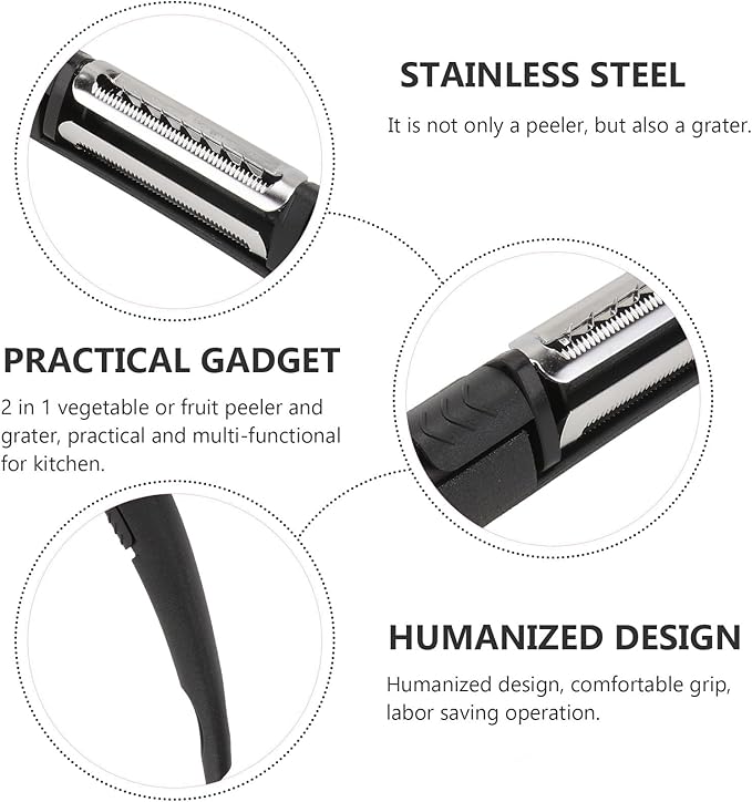 GLEAVI Multifunctional Fruit and Vegetable Peeler with Stainless Steel Grater, 2pcs Kitchen Tool Set for Peeling, Shredding, and Slicing, Practical Manual Parer for Home Cooking and Food