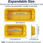 Extendable Sink Colander Strainer Basket - Wash Vegetables and Fruits, Drain Cooked Pasta and Dry Dishes - Adjustable Over the Sink Colander Collapsible Drainer Basket - Yellow