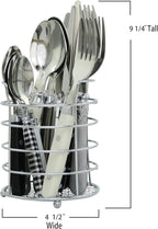 The Original Brink House Eclectic Black & White Mix & Match Stainless Steel Cutlery Set / 16 pieces with Metal Stand/Lifestyle utensils set for home, first apartment, dorm, dinner parties