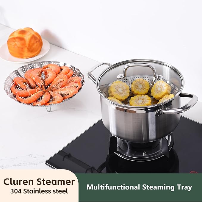 Steamer Basket for Cooking 304 Stainless Steel Entirely Thickened,Collapsible Steamer Insert for Pots, Fits Instant Pot/Skillets (6.5'' To 11‘’)