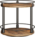 YATINEY Lazy Susan Organizer, Rotating Spice Rack, 2 Tier Spice Turntable Organizer, Industrial Turntable Spice Holder, for Kitchen Countertop and Cabinet, Compact and Versatile, Rustic Brown SR22BR
